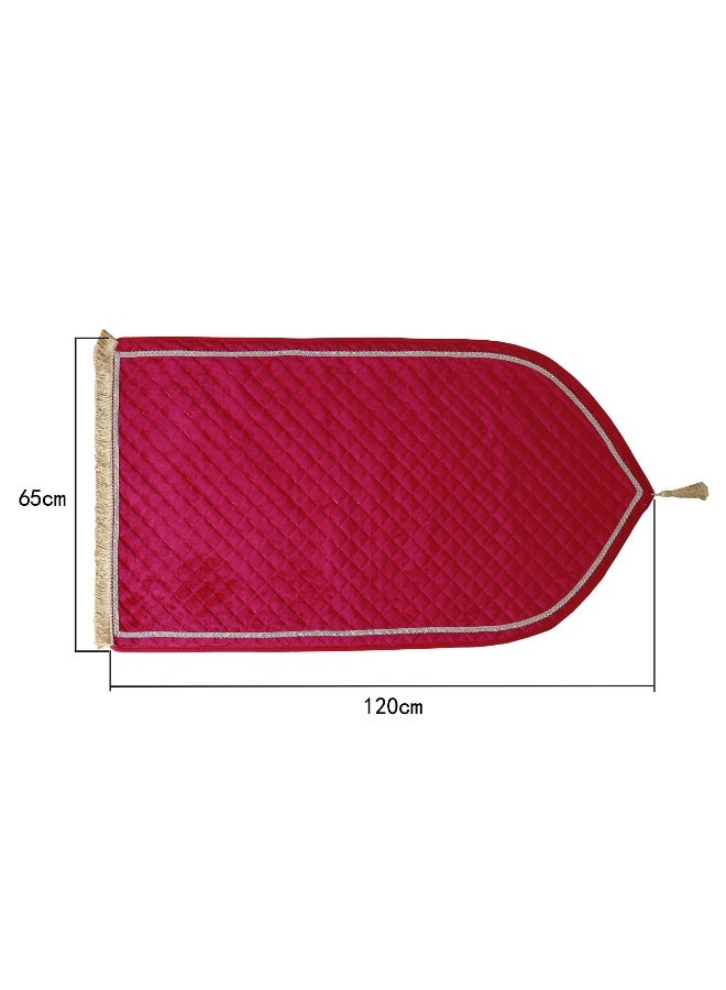 Velvet Muslim Prayer Mat Thick Soft, Soft Prayer Rug,Prayer Rug with Tassels, Foldable Flannel Prayer Rug for Men & Women, Prayer Mats for Ramadans Eid, Daily Salah, Claret Red - Image 2